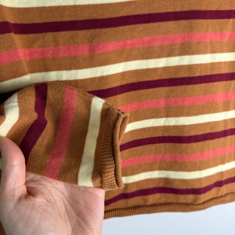 Pact Organic Cotton Wide Neck Sweater Warm Spice Striped Size SM - Picture 8 of 10